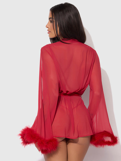 MARILYN MARABOU & MESH SHORT ROBE