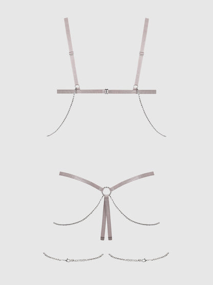 PRESLEY SHINE MESH OPEN CUP & CROTCHLESS RHINESTONE TEDDY