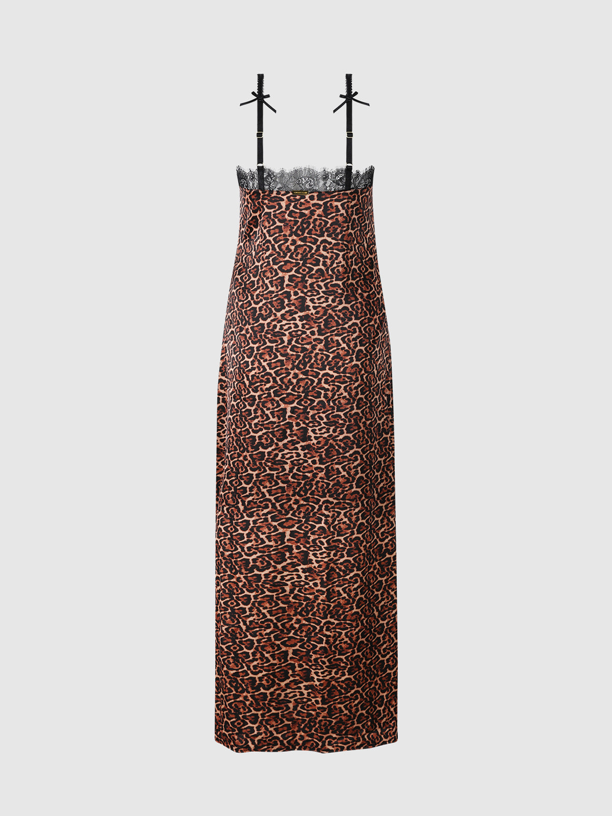 DEVON LEOPARD AND LACE GOWN WITH SIDE SLIP