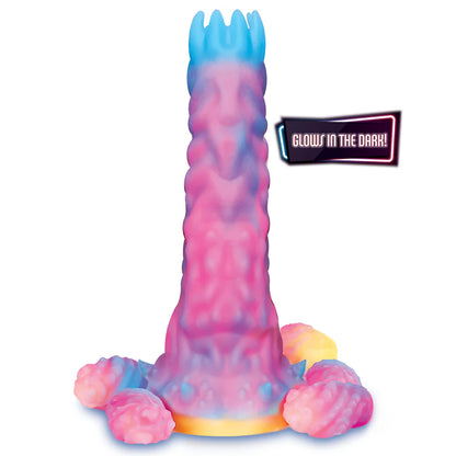 Alien Nation Glo-Vopositor Silicone Glow in the Dark Dildo with Eggs - Pink/Blue
