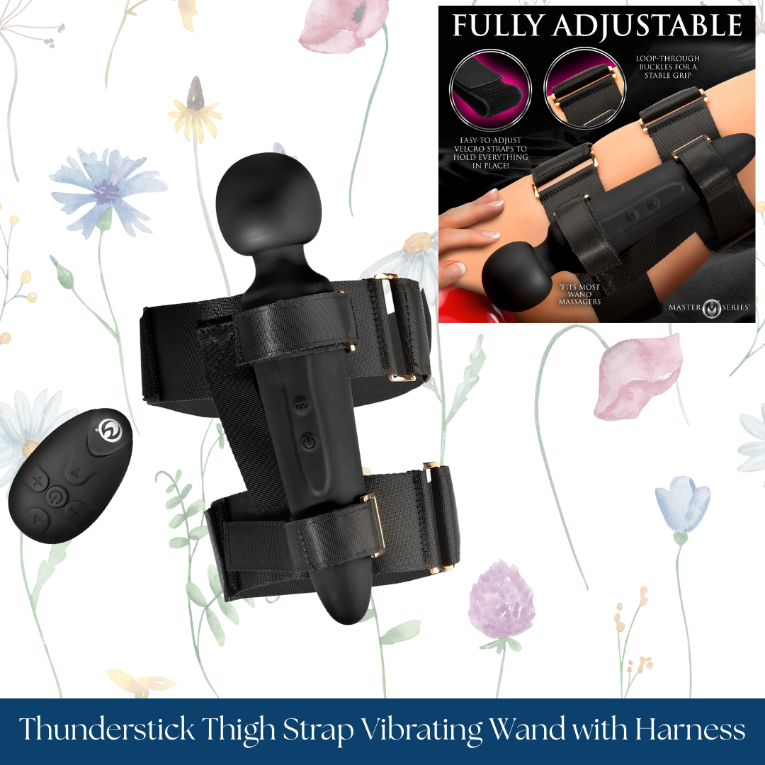 Master Series Thunderstick Thigh Strap Vibrating Wand with Harness