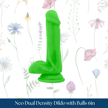 Neo Dual Density Dildo with Balls 6in