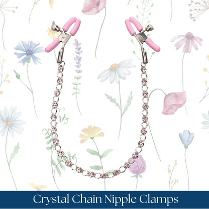 Nipple Play Crystal Chain Nipple Clamps - Pink