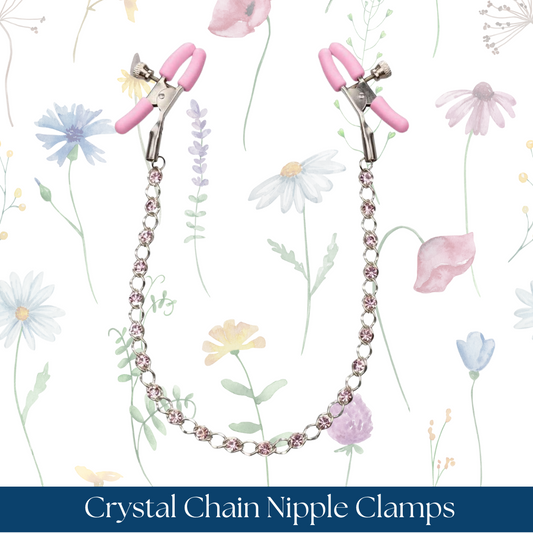 Nipple Play Crystal Chain Nipple Clamps - Pink