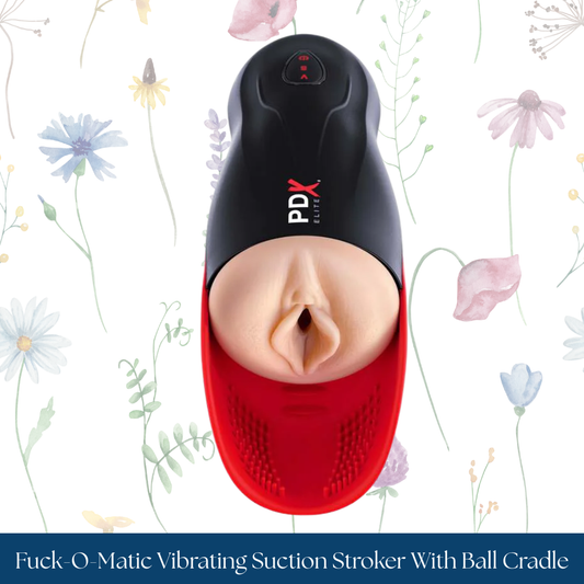 PDX Elite Fuck-O-Matic Rechargeable Vibrating Suction Stroker With Ball Cradle