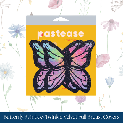 Pastease Butterfly Rainbow Twinkle Velvet Full Breast Covers Support Tape
