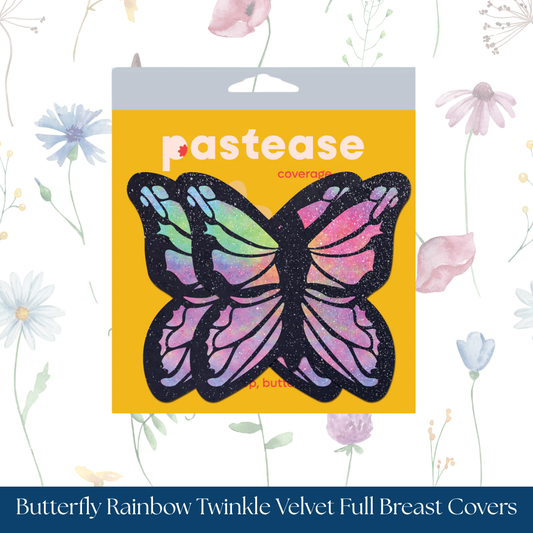 Pastease Butterfly Rainbow Twinkle Velvet Full Breast Covers Support Tape