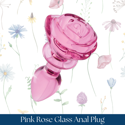 Pink Rose Glass Anal Plug-Small