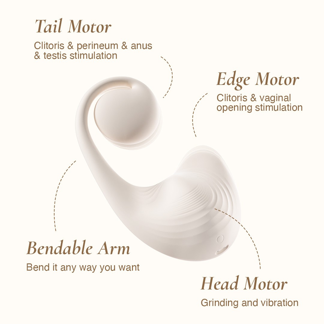 White grinder pad with labeled features on a white background