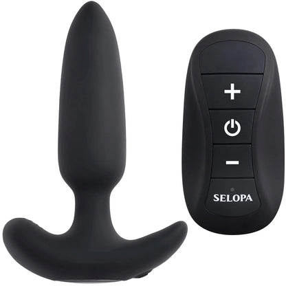 Selopa Black Beauty Rechargeable Silicone Vibrating Anal Plug with Remote Control