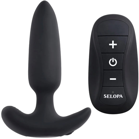 Selopa Black Beauty Rechargeable Silicone Vibrating Anal Plug with Remote Control