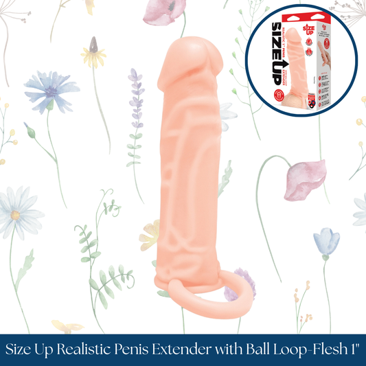 Size Up Realistic Penis Extender with Ball Loop-Flesh 1"
