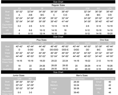 lingerie size chart