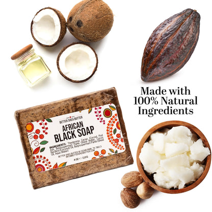 Authentic African Black Soap 4-Pack, 100% Natural Soap